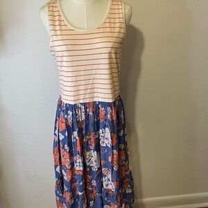 Matilda Jane Orange Striped and Blue Floral Dress